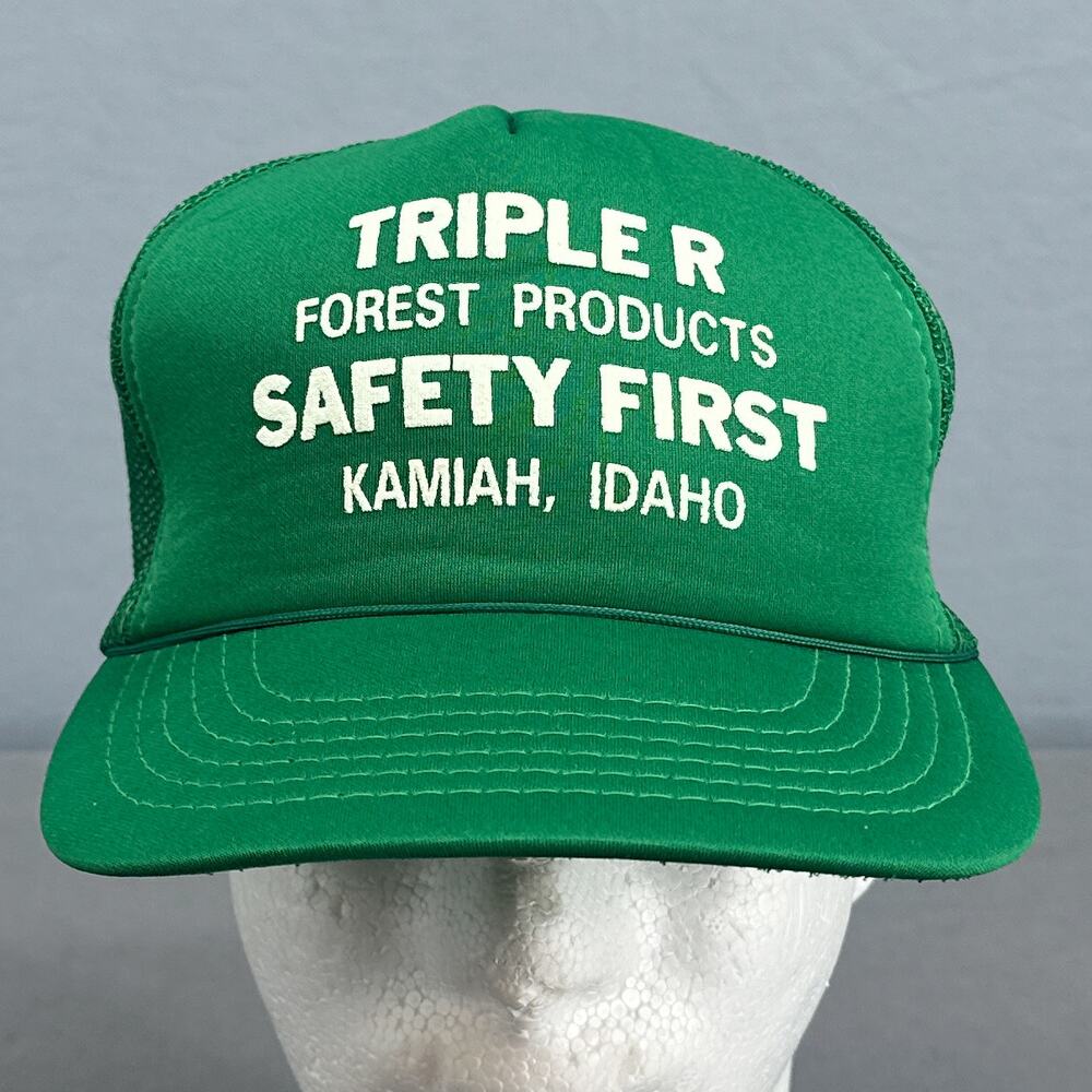 Vintage Snapback Trucker Hat Triple R Forest Products Kamiah Id Foam Mesh Green